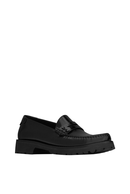 Le Loafer monogram penny slippers in smooth leather:Black:34